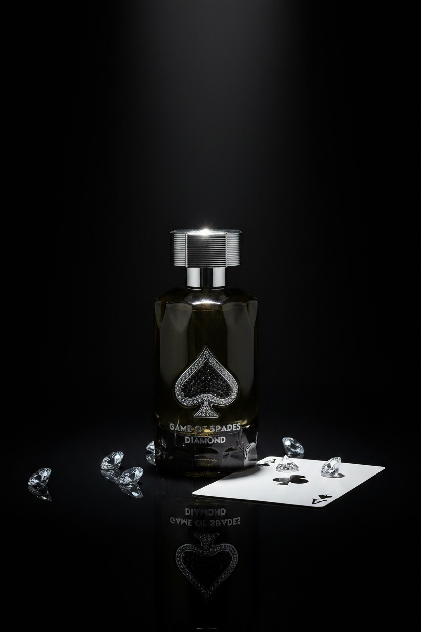 Game of Spades Diamond - Obsidian & Cards